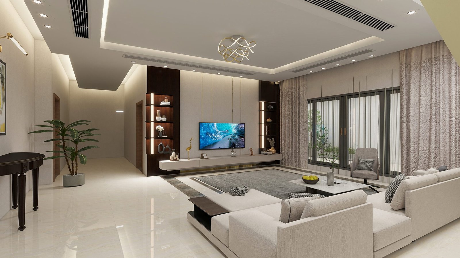 Interior Serenity. Balancing luxury materials with functional family living spaces.